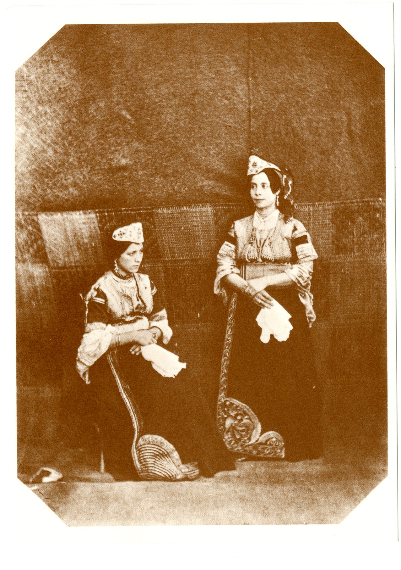 Sepia-toned portrait of two Jewish women from Tetouan