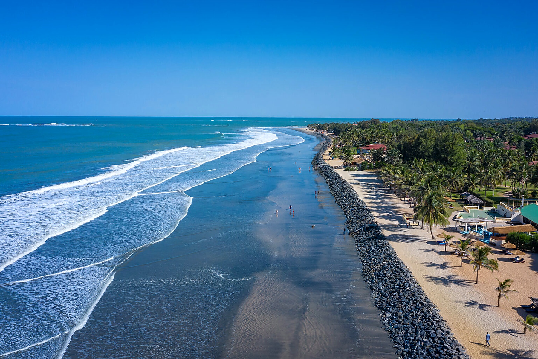 Bright blue Atlantic Ocean and beach in The Gambia