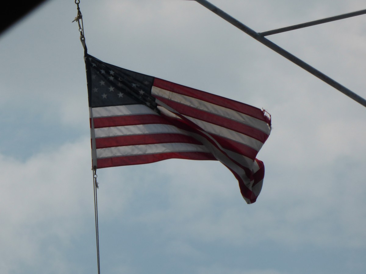 American flag moving in the wind